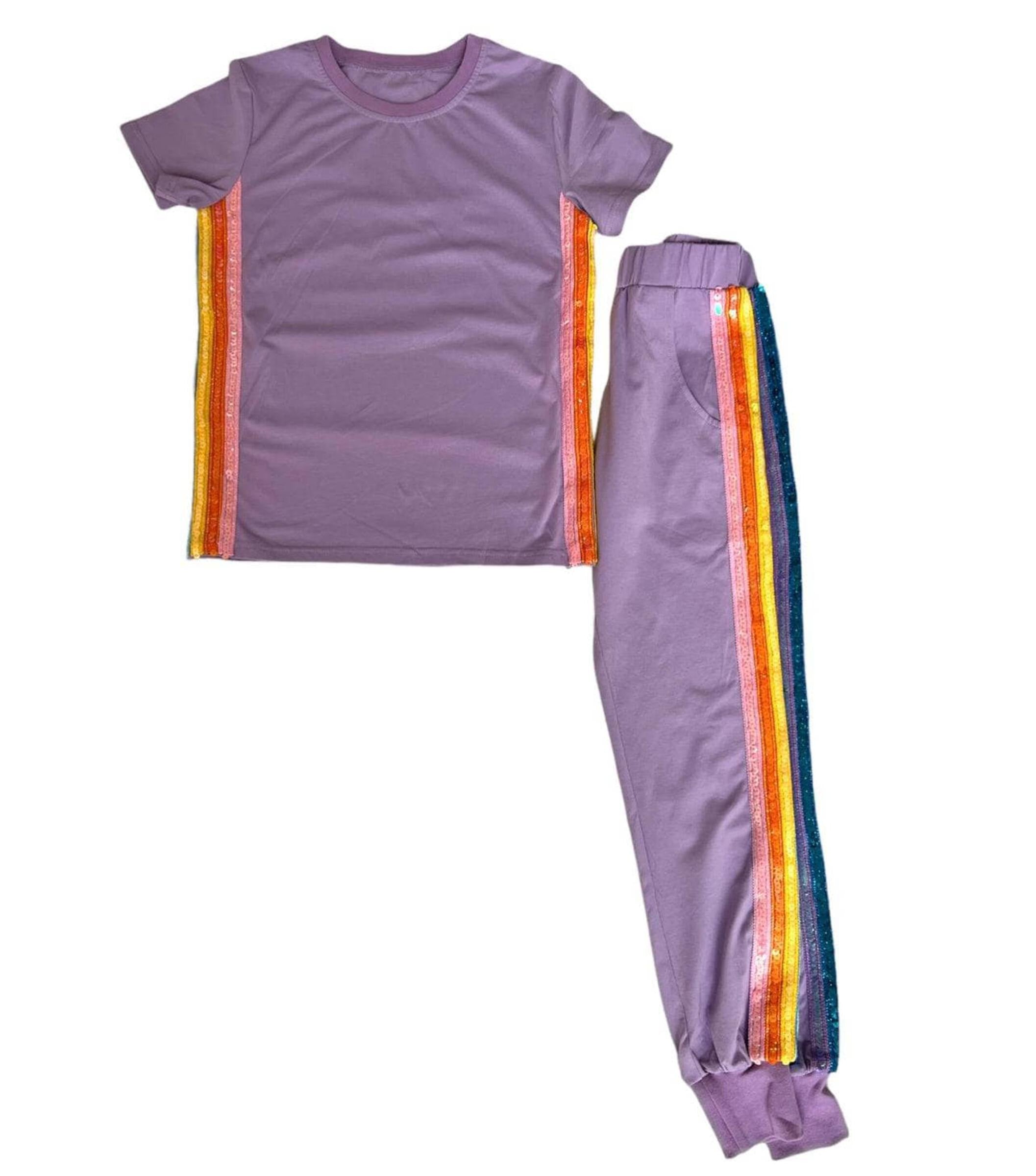 Rainbow Sequin Jogger Set