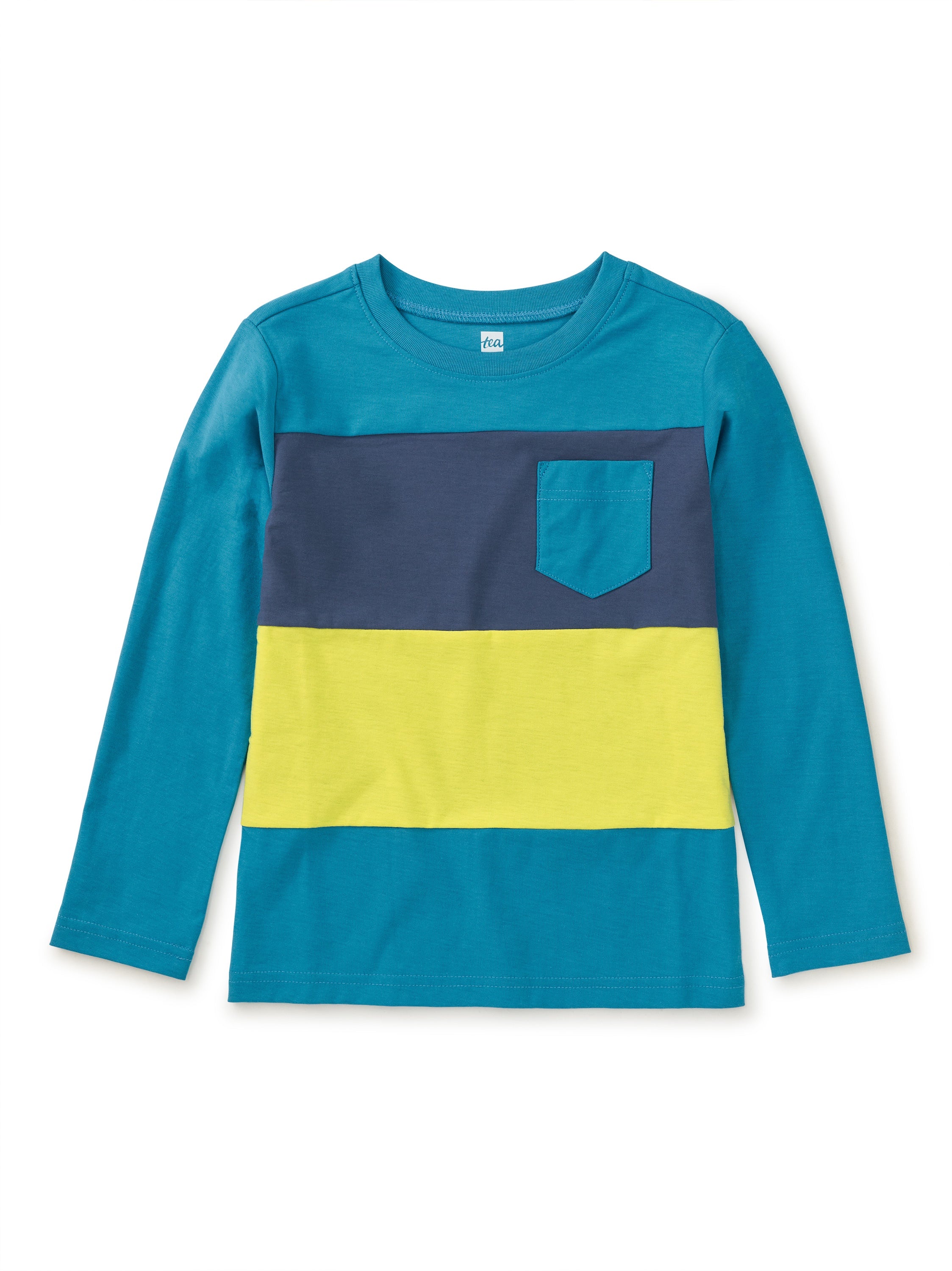 Blue Colorblock Pocket Tee