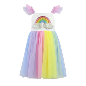 Rainbow Pearl Patch Tulle Dress