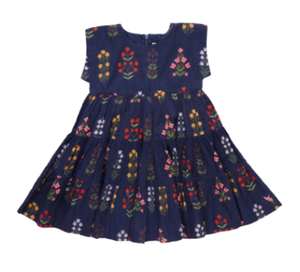 Navy Field Floral Dress