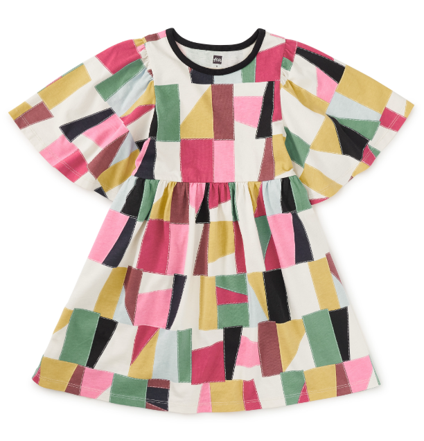 Butterfly Sleeve Patchwork Dress