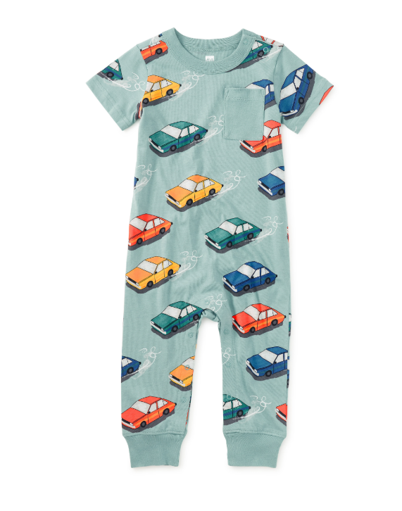 Vintage Cars Pocket Romper