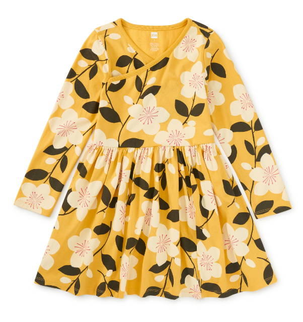Plum Blossom Wrap Neck Dress
