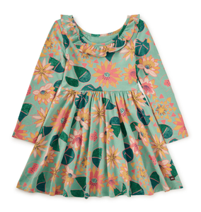 Water Lillies Ruffle Collar Dress