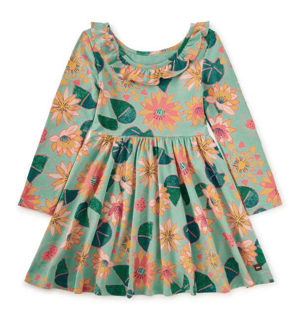 Water Lillies Ruffle Collar Dress