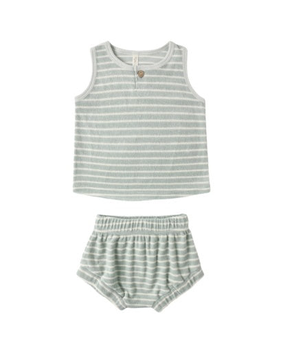 BABY TANK SET SEAFOAM TERRY STRIPE