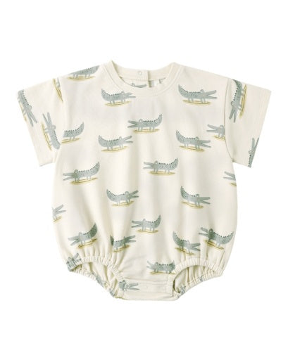 RELAXED BUBBLE ROMPER ALLIGATORS