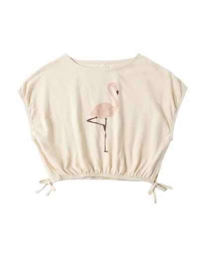 CROPPED CINCH TEE FLAMINGO