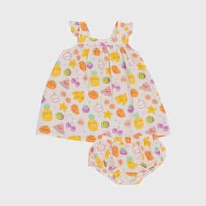 Tropical Market Fruit Dress & Diaper Cover