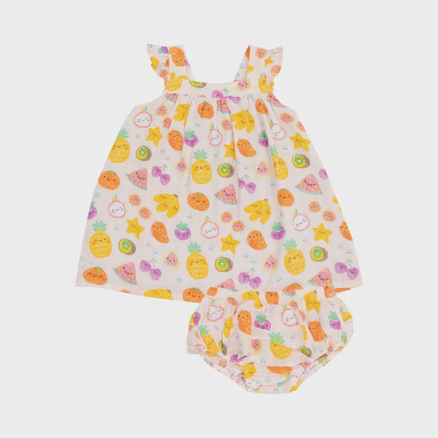 Tropical Market Fruit Dress & Diaper Cover