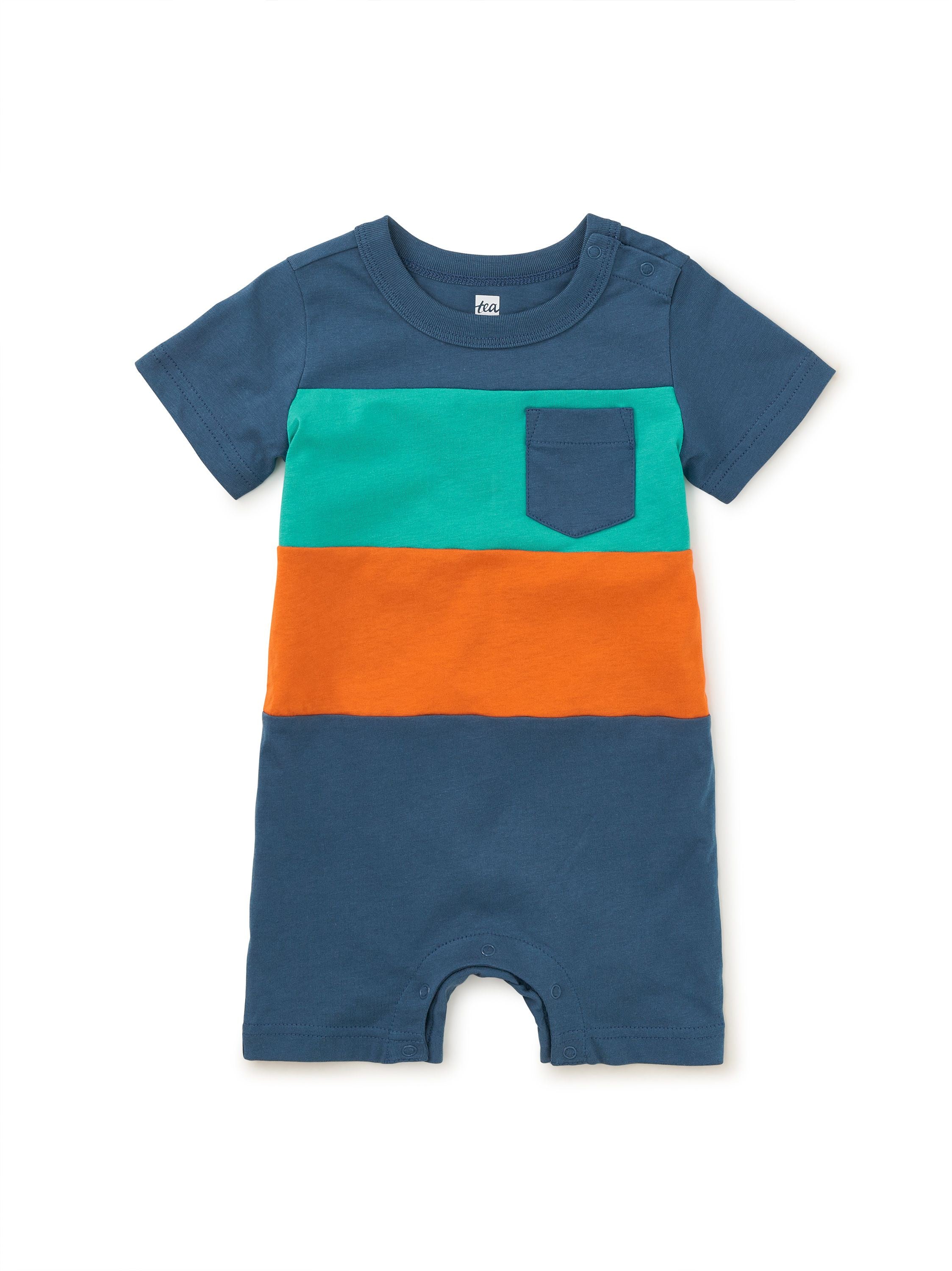 Teal Stripe Romper