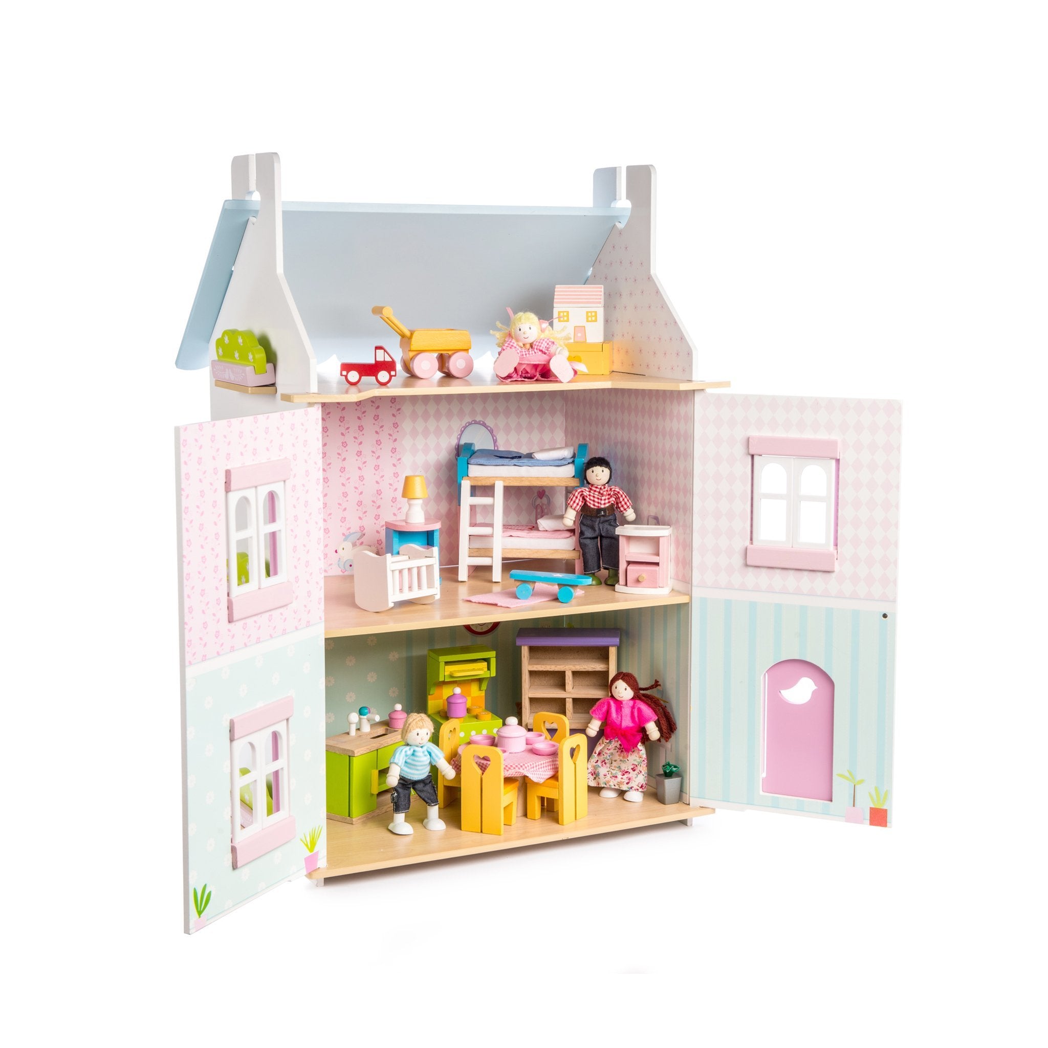 Blue Bird Dollhouse with Furniture