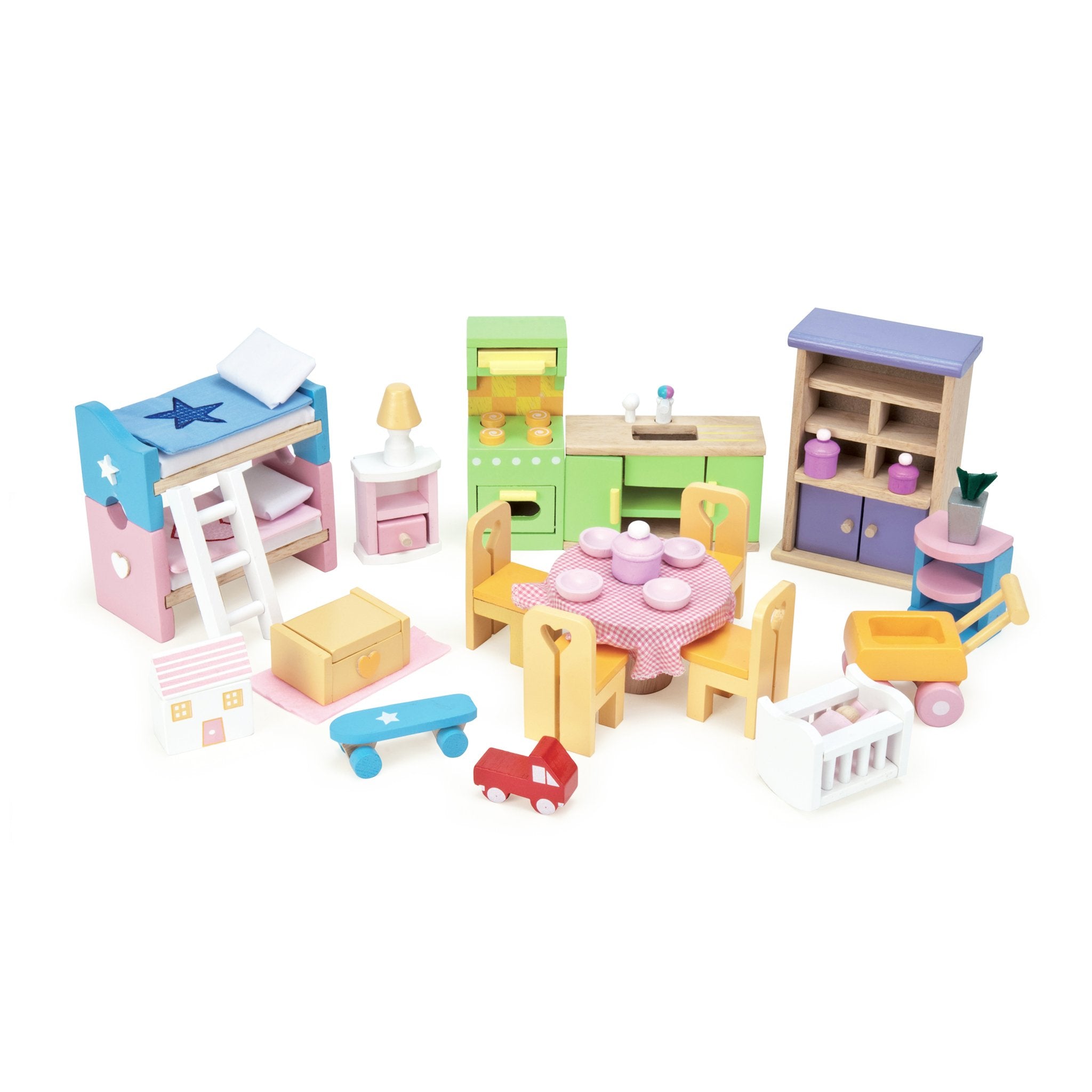 Blue Bird Dollhouse with Furniture