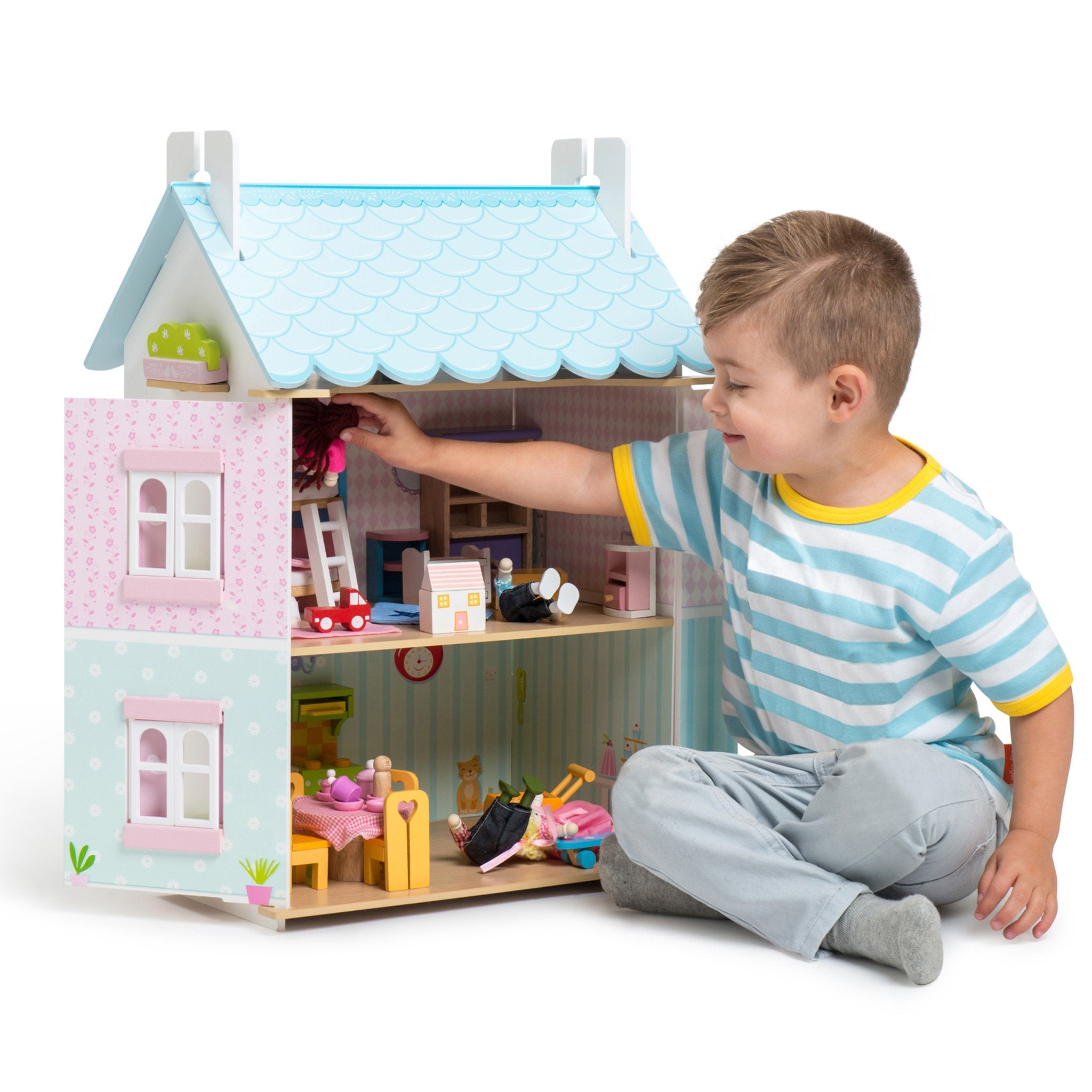 Blue Bird Dollhouse with Furniture